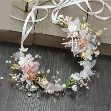 Cloth Flower Hair Vines with Ribbon Bridal Headpieces Wedding Headband Hair Accessories for Wedding Party H9