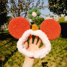 Japanese and Internet Celebrities with Mouse Ears Hairband Cartoon Florets Face Wash Hairband Plush Beauty Headband
