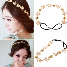 Romantic Crystal Leaves Flower Bride HairBand 2108 Women Plating Wedding Hair Accessories Bridal Headpiece
