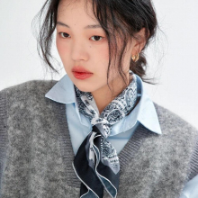 Spring and Summer Cotton Linen Small Square Scarf Womens Versatile Temperament Print Hair Band