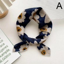 Square Cotton Linen Scarf Headband Women Floral Small Neck Scarfs Lady Bandana Hand Kerchief Female Foulard Shawl