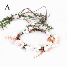 Bridal Headdress Garland Seaside Holiday Simulation Flower Crown Adjustable Hairband For Wedding Garland Party Decoration