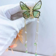 Temperament Butterfly Tassel Hairpin Headgear Women Transparent Shark Clip Back Head Girl Hair Accessories Holiday Gift