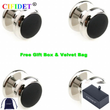 CIFIDET Enamel Shirt 4 Pieces Studs Set With Velvet Bag and Cuff Link Jewelry Accessories Present for Men