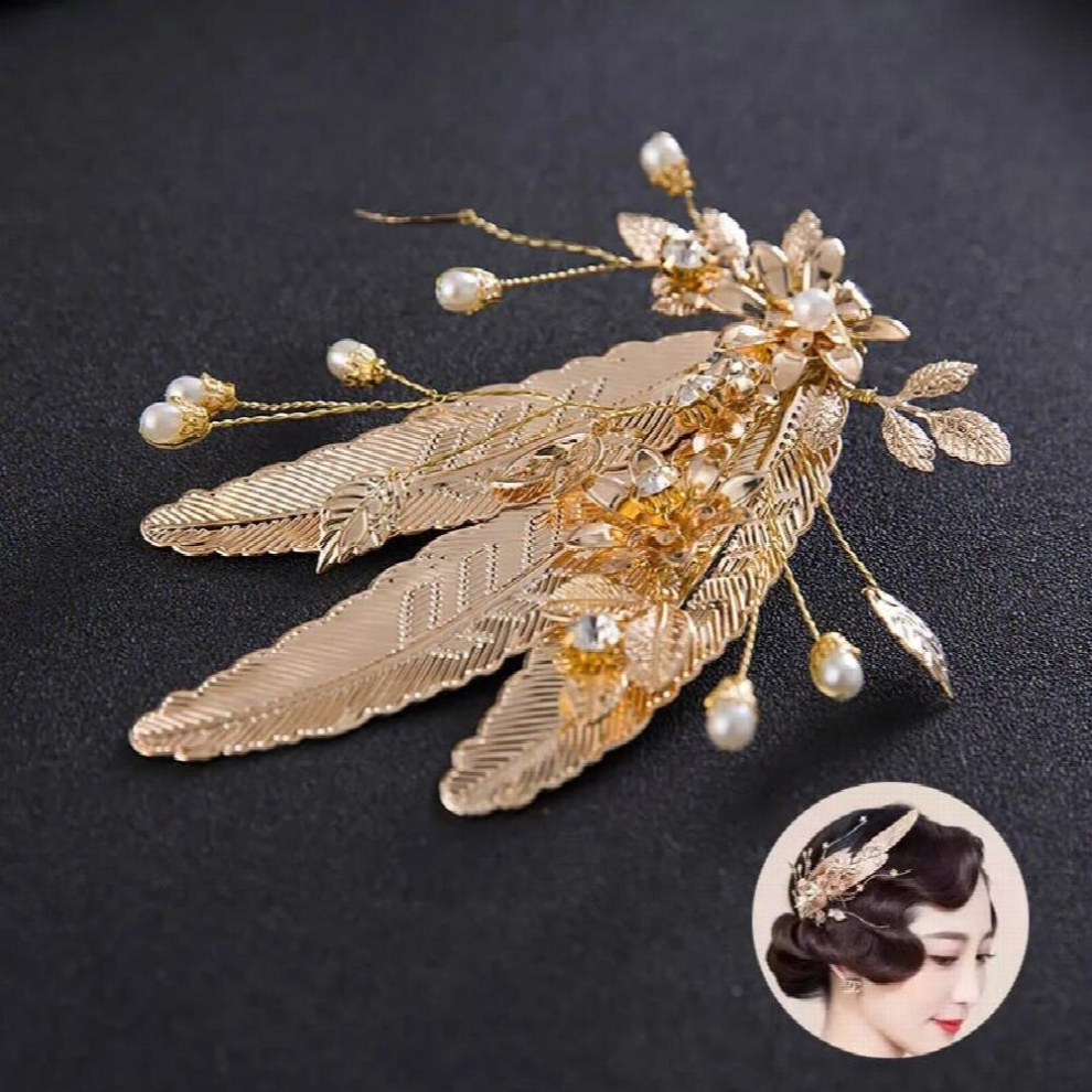 Metal Flower Leaf Hairpins Clips Long Tassel Ancient Chinese Hairgrips Bride Noiva Wedding Hair Accessories-image-OPC-PCWPFXC-NEW