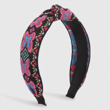 Vintage Ethnic Embroidery Butterfly Top Knot Hairband Wide Side Women Headband Turban Headwear Center Cross Hair Accessories
