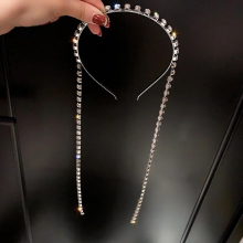 Rhinestone Crystal Hairbands for Women Long Tassel HairClip Wedding Hair Accessories Jewelry