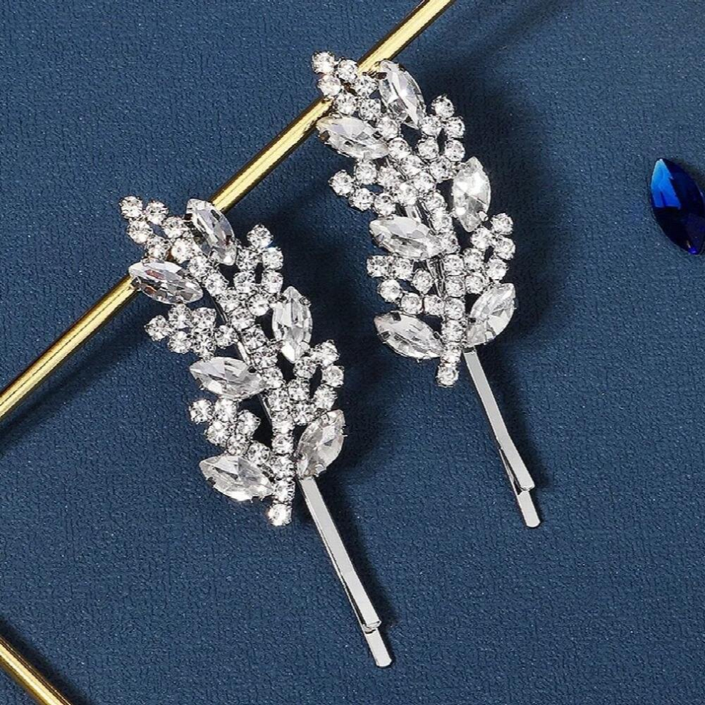 Leaf Rhinestone Hairpins Crystal Hair Clips for Women Girls Hair Accessories Prom Headpiece Party Headwear Jewelry Gift-image-OPC-PCWPG8V-NEW
