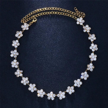 Stonefans Boho Flower Rhinestone Forehead Head Jewelry For Women Bridal Accessories Wedding Headpiece Party Hair Chain Headdress