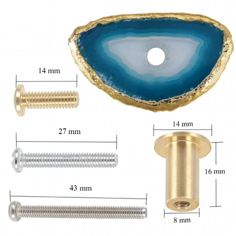 Agate Slice Knobs Drawer Cabinet Pulls Handle For Dresser Cupboard Dyed Slice With Plated Edge Knobs Home Furniture Decor 885674085801