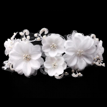 Lace Ribbon Flower Headband Tiaras Women Hair Jewelry Head Bands Headpiece Wedding Hair Accessories For Bride