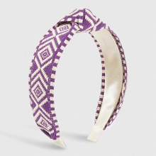 Ethnic Embroidery Geometric Pattern Top Knot Hairband Wide Side Headband For Women Turban Headwear Middle Cross Hair Accessories