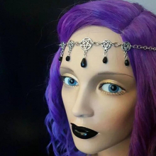 Gothic Pentagram Head Chain Witchcraft Punk Multilayer Wizard Crystal Hair Band Ornament Goth Halloween Accessories VGH032