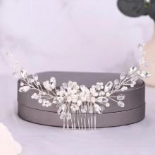 Women Girls Birthday Headbands Shining Crystal Pearls Beads Headpieces Bride Noiva Hair Combs Wedding Hair Jewelry