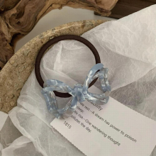 Pearlescent Floral Three-Dimensional Bow Tie Elastic Band Hair Ties Rope Bands Accessories Hair for Women Girls