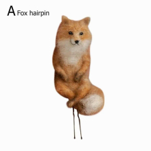 Wool Felt Animal Hairpin Felted Necklace Plush Rabbit Fox Brooch Jewelry for Children Girls Hairpins Hair Accessor