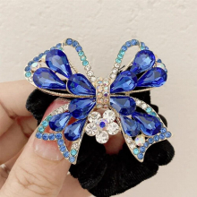 Butterfly Knot Hair Rope Golden Velvet Large Intestine Hairband High Rhinestone Hair Accessories For Women