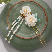 Flower Leaf Long Tassel Pendant Pearls Hairpins Clips Hair Fork Sticks for Bride Noiva Wedding Party Hair Jewelry
