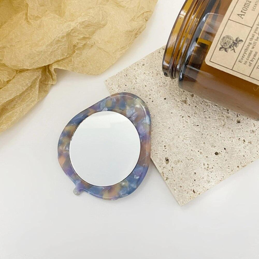Ins Hair Accessories Hot Creative Leaf-shaped Hand-held Makeup Mirror Acetic Acid Small Oval Mirror For Woman Girls