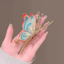 Retro Painted Butterfly Hairpin Women Large Back of the Head Shark Grab Clip Headdress Hair Accessories For Girls Tiara