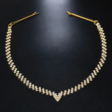 Stonefans V Shape Crystal Forehead Chain Wedding Jewelry Geometry Headband Indian Bridal Hair Chain Headpiece for Women