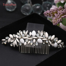HP318 Woman Hair Clips Wedding Hair Accessories Opal Rhinestone Bridal Combs Hairpins for Party Bridesmaid Headdress