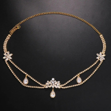 Stonefans Zircon Bridal Forehead Headband Water Drop for Women Double Layer Crystal Hair Chain Wedding Jewelry