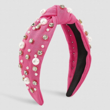 Simulated Peals Top Knot Headband Soild Rhinestone Hairbands Hair Accessories For Women Tiara Headwear Jewelry