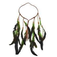 Multicolor Indian Tribal Ethnic Wood Beads Leather Feather Headband Hair Rope Bohemian Hippie Festive Hair Accessories Jewelry