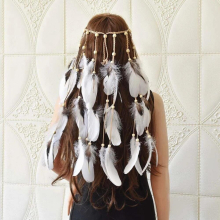 Indian Long Tassel Feather Headbands for Women Boho Hippie Headpiece Ethnic Headwear Rope Hair Accessories