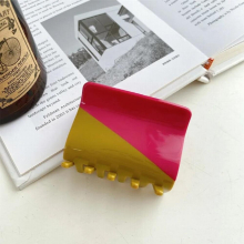 Two-color Hand-Stitched Temperament Hair Clip Claw Rectangle Colorful Acetate Shark Clip For Woman Girls