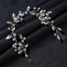 Bridal Wedding Headband for Women & Girls Rhinestone and Leaf Bride Headpiece Hair Vines Clip Hairbands Accessories