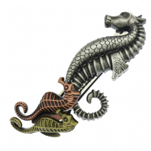 Women Bridal Metal Sea Horses Ocean French Updo Hair Head Clip Dress Snap Barrette Pin Statement Gift Punk Rock Celebrity