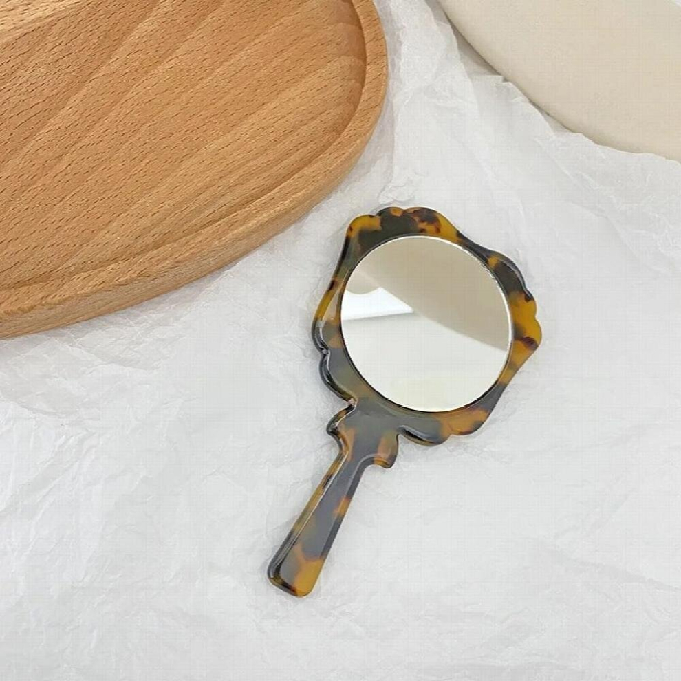 Autumn Winter Retro Handheld Makeup Mirror And Sweet Style Acetate Makeup Small Mirror For Girls