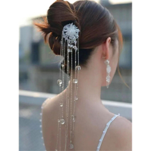 Vintage Long Tassels Crystal Duckbill Clip Hair Band For Women Hairwear Crystal Hair Accessories Bride Wedding Jewelry