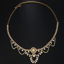 Stonefans Boho Crystal Forehead Chain Bridal Headband for Women Indian Jewelry Hollow Hair Chain Wedding Accessories Gift