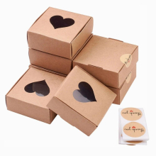 90pcs 3x3 InchPaper Candy Boxes with Heart Window Bakery Box Square for Singlepack Dessert Small Giftbox Packing