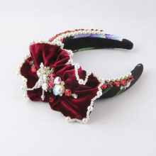 Baroque Sponge With Rhinestone Hair Hoop Ladies Dance Party Light Hair Accessories Woman 917