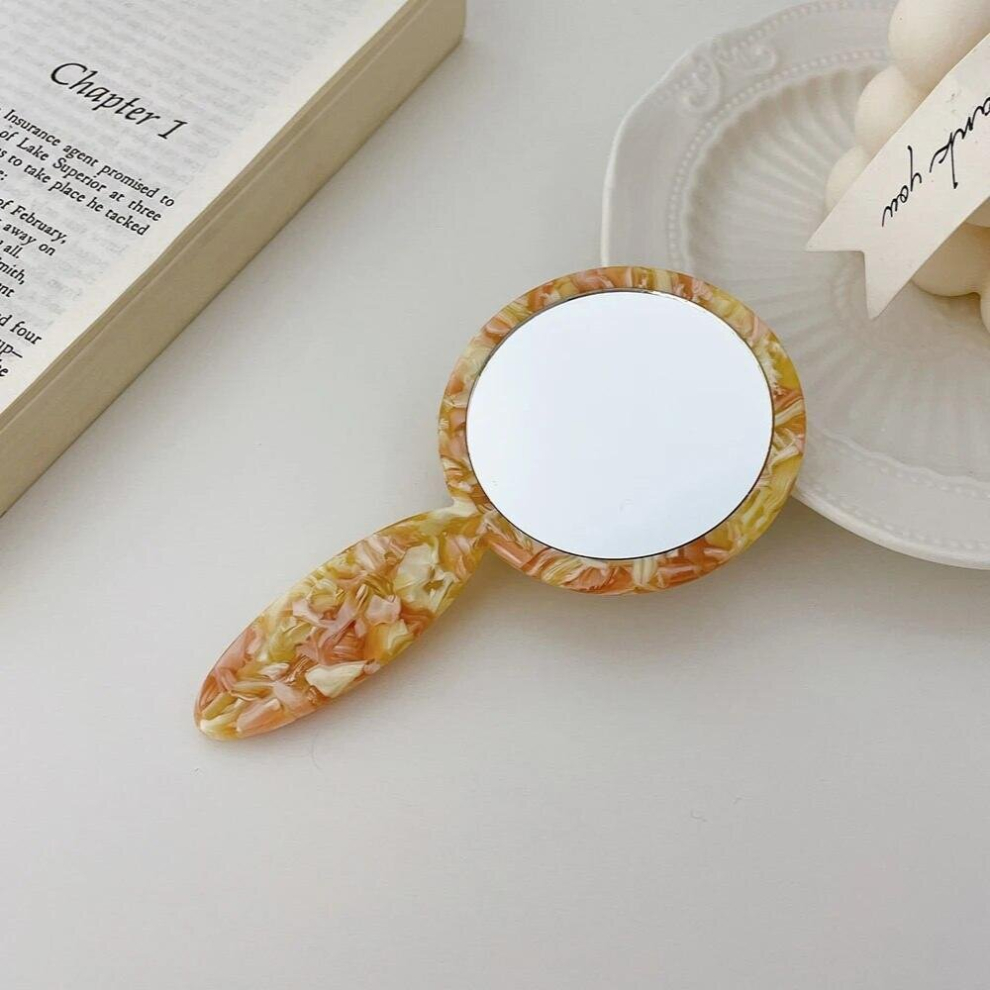 Daily Make-Up Acetic Acid Makeup Mirror Portable Hand-Held Carry-On Mirror Hand-Held Single-Side Dressing Mirror For Women Girls