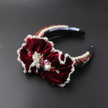 Baroque Sponge With Rhinestone Hair Hoop Ladies Dance Party Light Hair Accessories Woman 917