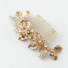 Retro Bridal hair accessories Rhinestone Hair band Ancient golden leaves Wedding Headdress Hair comb