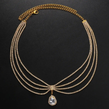 Bohemian Multilayers Full Rhinestone Bridal Headband Chain for Women Party Crystal Forehead Wedding Hair Accessories
