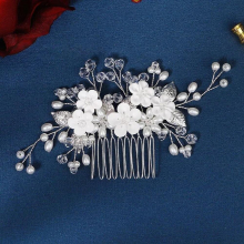 Crystal Ceramic Flower Hair Combs Clips for Women Bridal Wedding Hair Accessories Party Jewelry Bride Headpiece Bridesmaid Gift