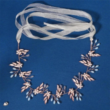 Efily Rose Leaf Wedding Hair Vine Crystal Bridal Hair Accessories for Women Rhinestone Flower Headband Jewelry Gift
