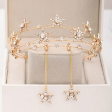 Contracted Geometry Star Pattern Rhinestone Decor Sweet Hair Band Earrings Set Bride Wedding Dress Ornaments EA