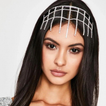 Vintage Net Hair Hoop Tassel Forehead Decoration Hair Accessories Synthetic Rhinestones Jewelry for Women