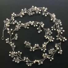 Long Wired Rhinestone Crystals Pearls Wedding Hairband Headband Bridal Headpiece Hair accessories Bridesmaids