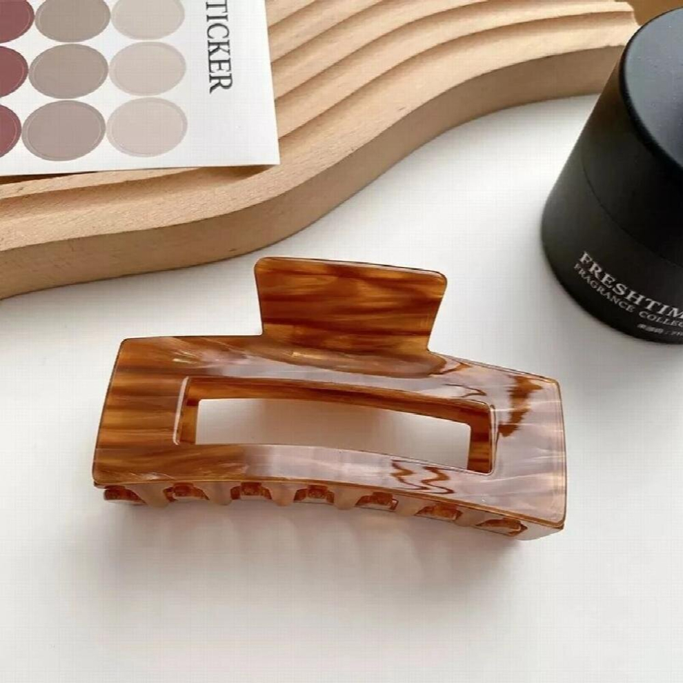 Large Square Hollow High Acetic Acid Stripe Temperament Shark Clip For Woman Girls-image-OPC-PCWPPC5-NEW