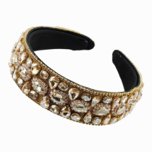 Big Teardrop Rhinestone Band Metal Hairband Hair Jewelry Chunky Colorful Glass Crystal Bead Headband for Women