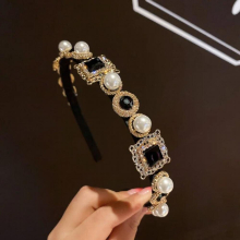 Retro Baroque Hairbands Arylic Square Crystal Headpieces Women Butterfly Hair Jewelry Accessories Girls